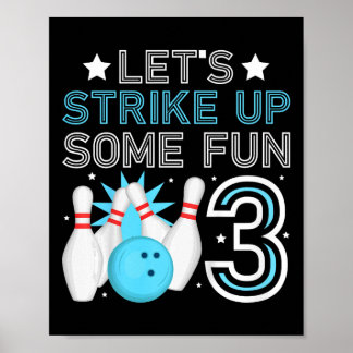 Barn 3:e födelsedagen Party Bowling Boy 3-åring Poster