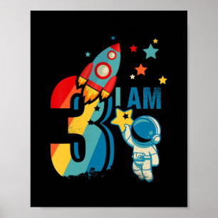 Barn 3:e födelsedagen Rymden Astronaut I äf 3 Poster