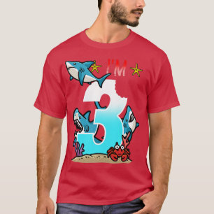 Barn 3:e födelsedagshajar Undervattensbåtar för ba T Shirt