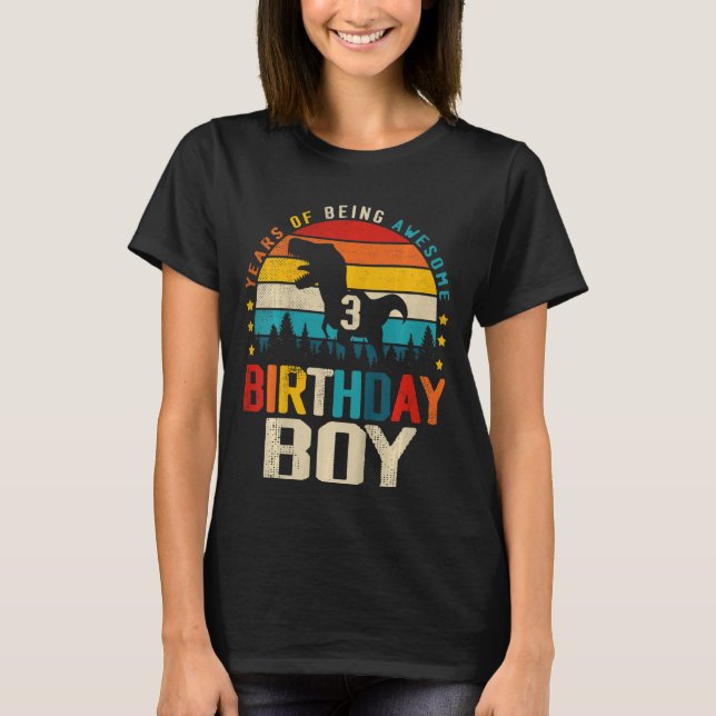 Barn 3:e födelsedagstidningen dosinosaur Rex 3 års T Shirt (Framsida)