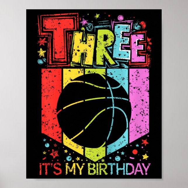 Barn 3:e födelsedagstjejen 3 års gammal Sketll Poster (Framsidan)