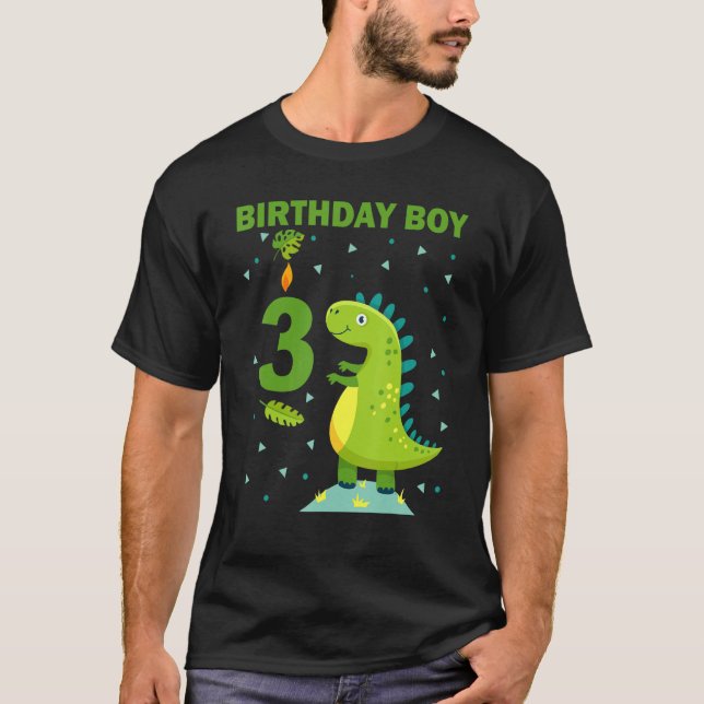 Barn 3:e födelsedagstjocken 3 år gammal cute Dinos T Shirt (Framsida)