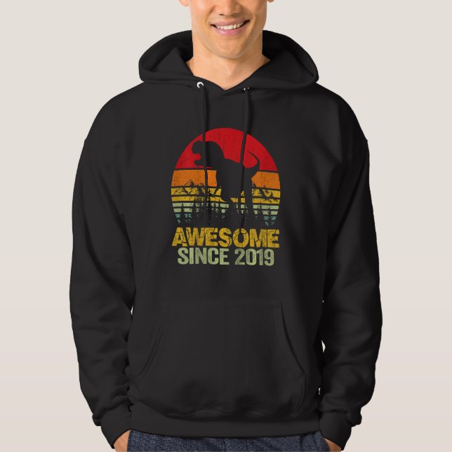 Barn 3:e födelsedagstorgen Dinosaur Rex 3 år gamla Hoodie (Framsida)
