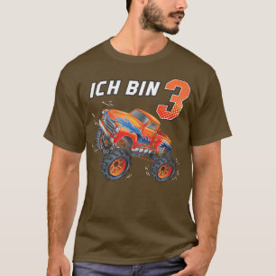 Barn 3-födelsedagspressplagpojkar flickor Bilmonst T Shirt