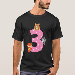 Barn 3 tredje Födelsedagsfesten Fox Raccoon Teddy T Shirt