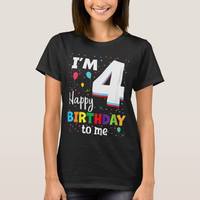 Barn 4 år fyra Grattis på födelsedagen Boy 4 år 4e T Shirt (Framsida)