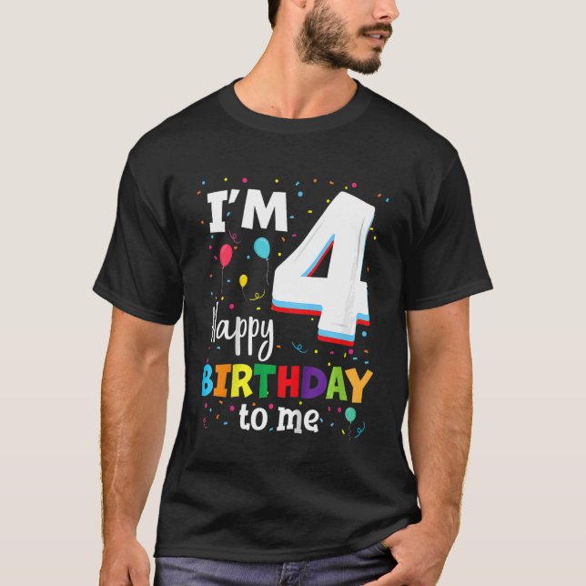 Barn 4 år fyra Grattis på födelsedagen Boy 4 år 4e T Shirt (Framsida)