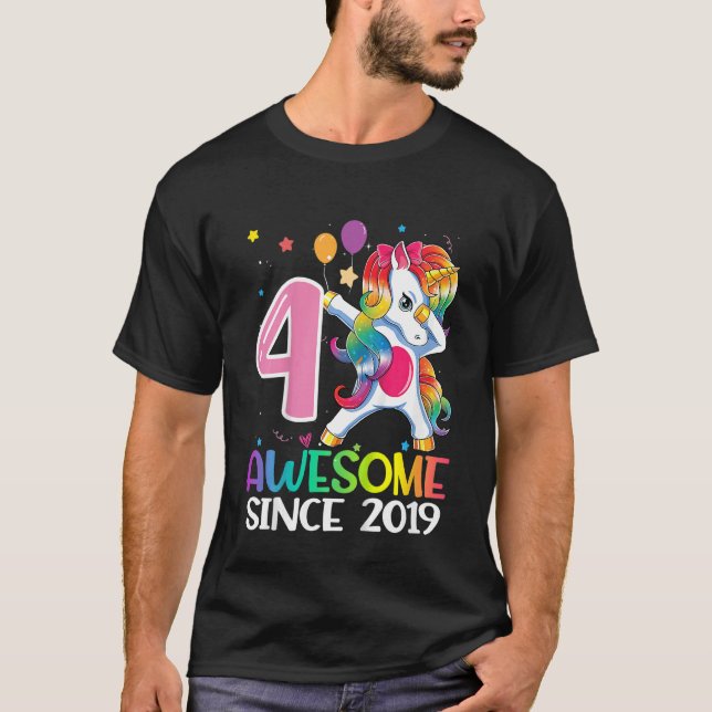 Barn 4 år gamla Fantastisk sedan 2019, dabbing Uni T Shirt (Framsida)