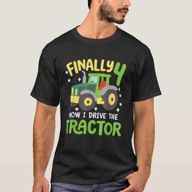 Barn 4 år gamla traktor 4:e födelsedag t shirt (Framsida)