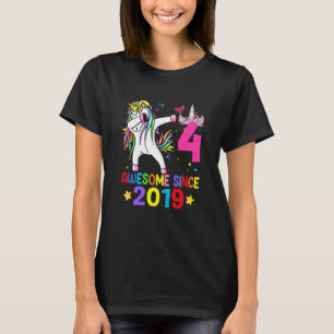 Barn 4 år gamla Unicorn Dabbing 4e födelsedagen Gi T Shirt