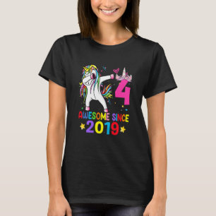 Barn 4 år gamla Unicorn Dabbing 4e födelsedagen Gi T Shirt