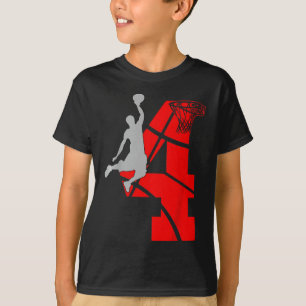 Barn 4 år gammal 4:e Basketball Birthday Party T Shirt