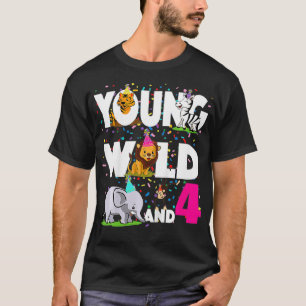 Barn 4 år gammal Birthday Girl Safari Zoo Jungle ( T Shirt
