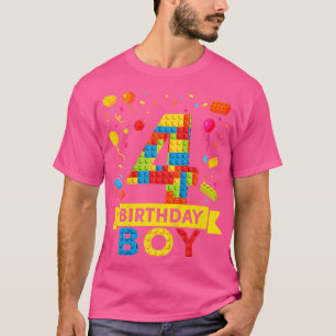 Barn 4 år gammal Byggnad Blocks 4e födelsedagen Bo T Shirt