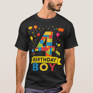 Barn 4 år gammal Byggnad Blocks 4e födelsedagen Bo T Shirt