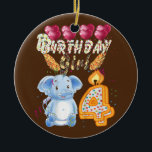 Barn 4 år gammal elefant Birthday Girl Cute Julgransprydnad Keramik<br><div class="desc">Barn 4 år gammal elefant Birthday Girl Cute 4th Party Gift. Perfekt-gåva till pappa,  mamma,  pappa,  manar,  kvinnor,  vänner och familjemedlemmar på Thanksgiving Dag,  juldag,  Mors dag,  Fars dag,  4 juli,  1776 Oberoende dag,  veterandagen,  Halloween D,  Patrick's Day</div>