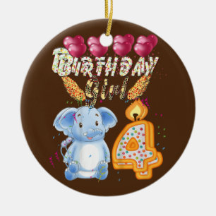 Barn 4 år gammal elefant Birthday Girl Cute Julgransprydnad Keramik
