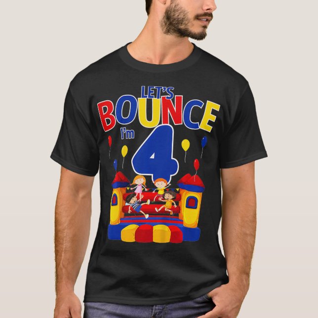 Barn 4 år gammal jump Birthday Bouncy 4:e T Shirt (Framsida)