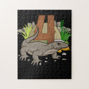Barn 4 år gammal Komodo drake Reptile 3:e födelsed Pussel