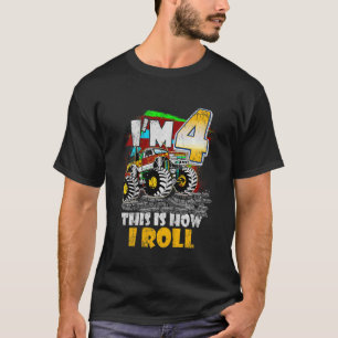 Barn 4 år gammal monster Lastbil 4e födelsedagen B T Shirt