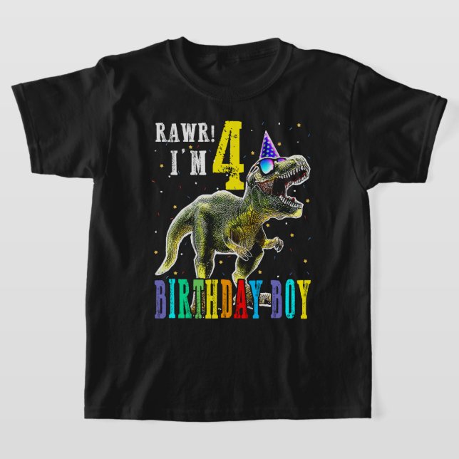 Barn 4 år gammal Shirt 4e födelsedagen Boy T Rex D (Laydown)