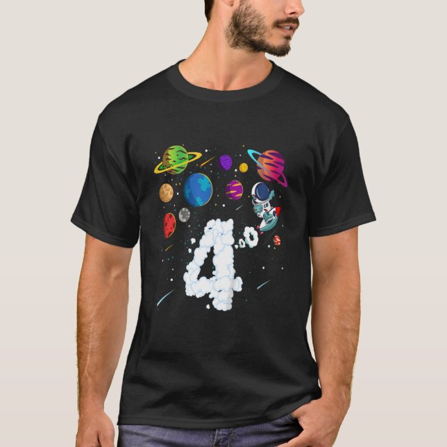 Barn 4 år Gammalt fjärde födelsedag Astrona T Shirt (Framsida)