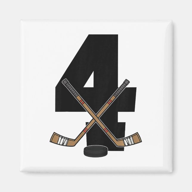 Barn 4-års födelsedag Ishockey Barn Småbarn Pojkar Magnet (Framsidan)
