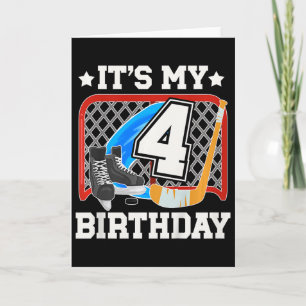 Barn 4-års födelsedag ishockey pojke 4 år gammal i kort