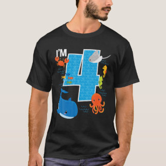Barn 4 års gamla födelsedagsgäddfiskstrummor t shirt