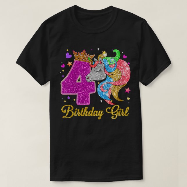 Barn 4 års gamla gåvor barn Tonåring 4e födelsedag T Shirt (Design framsida)