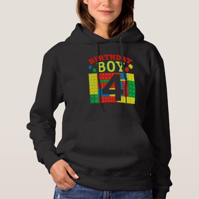 Barn 4 års Old Boy Brick Builder 4e födelsedagen B T Shirt (Framsida)