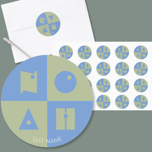 Barn, 4 brev namn, märkre Sticker Runt Klistermärke