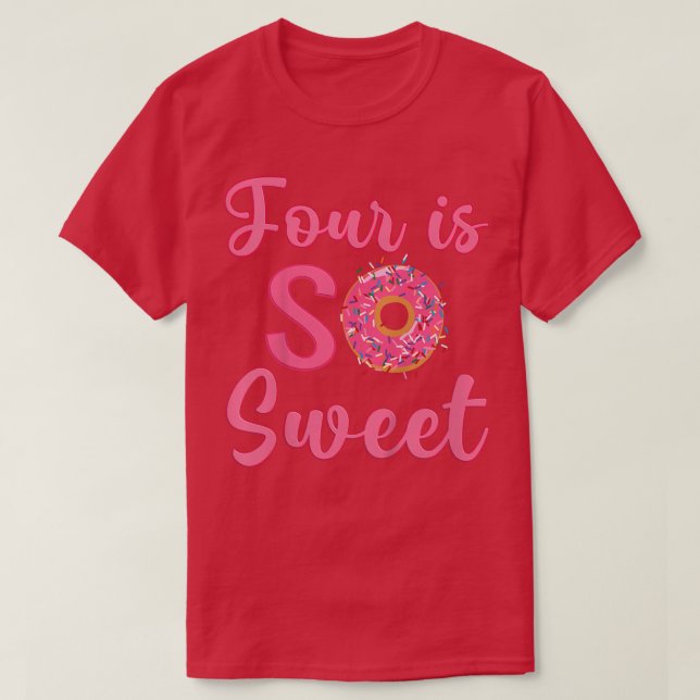 Barn 4:e Donut-Födelsedagsfesten 4 år gammal sötar T Shirt (Design framsida)