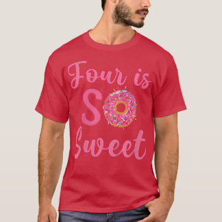 Barn 4:e Donut-Födelsedagsfesten 4 år gammal sötar T Shirt