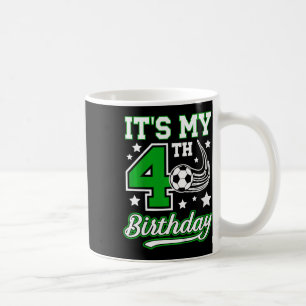 Barn 4:e fotboll födelsedagsfest 4 år gammal fotbo kaffemugg