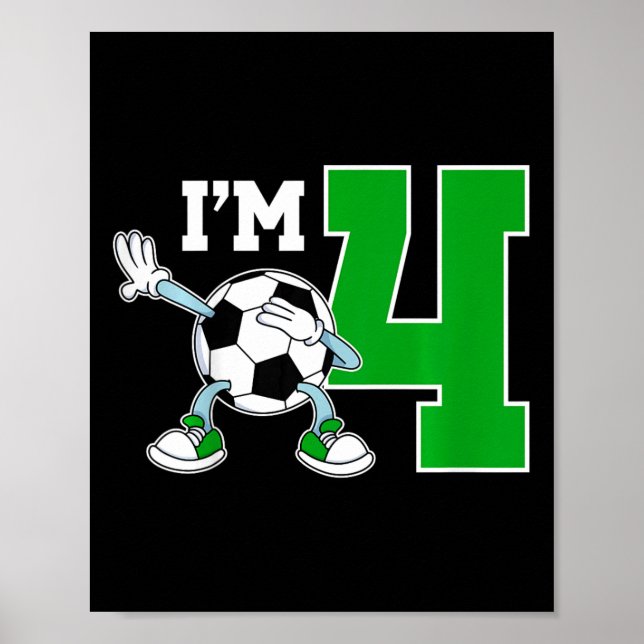Barn 4:e fotboll födelsedagsfirande fyra år gammal poster (Framsidan)