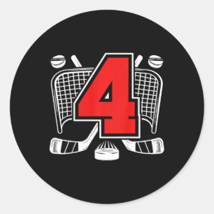 Barn 4:e ishockey födelsedag 4 år gammal ishockey runt klistermärke