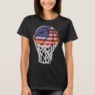 Barn 4:e juli Basketball USA flagga Kids Youth Bo T Shirt