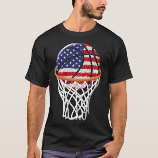 Barn 4:e juli: Basketboll USA flagga Kids Youth Bo T Shirt