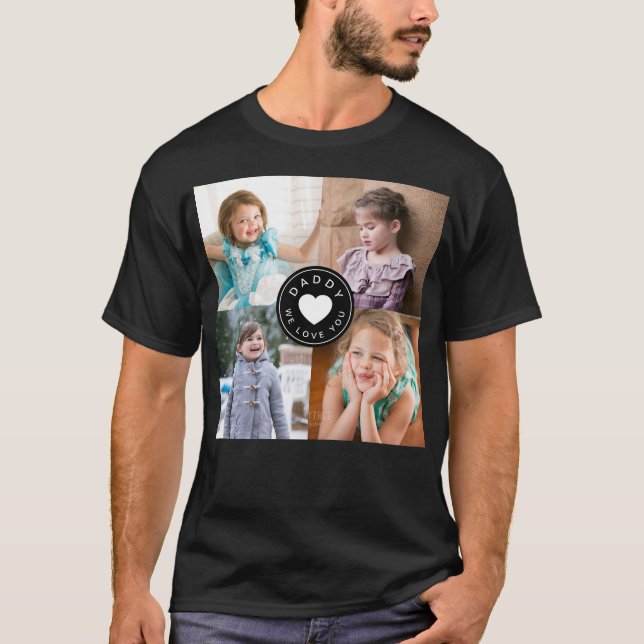 Barn 4 Photo Collage Pappa Vi Kärlek You Heart T Shirt (Framsida)