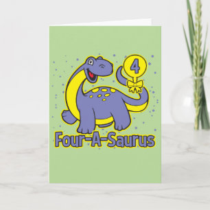 Barn 4e födelsedagen Four-A-Saurus Brontosaurus Kort
