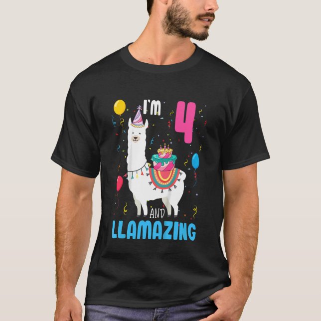 Barn 4e födelsedagen I är 4 år och lamazing L T Shirt (Framsida)