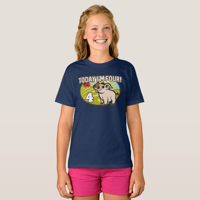 Barn 4e födelsedagen i dag är jag fyra! Cute Gris T Shirt (Hel framsida)