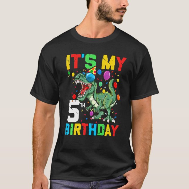 Barn 5 år Dinosaur Det är min femte födelsedag Lyc T Shirt (Framsida)