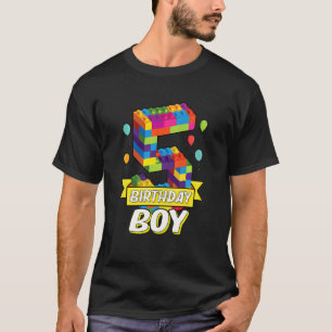 Barn 5 år gamla Bygger block 5:e födelsedagen T Shirt