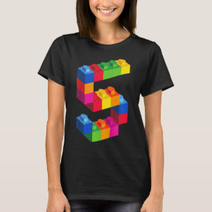 Barn 5 år gamla Bygger block födelsedagsbrickor 5 T Shirt