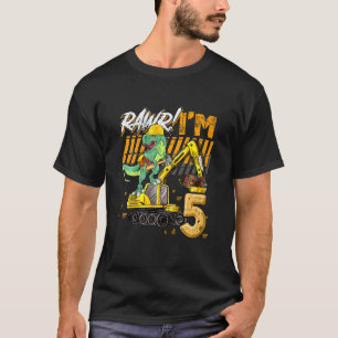 Barn 5 år gamla Dinosaur Construction Excavator 5t T Shirt
