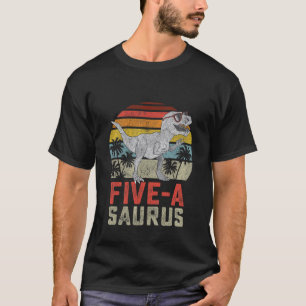 Barn 5 år gamla dinosaur födelsedag 5: e Rex Din T Shirt