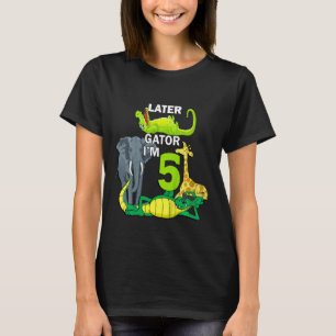 Barn 5 år gamla födelsedagsdjur Safari Zoo T Shirt