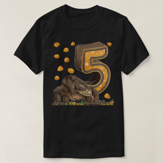 Barn 5 år gamla Komodo dragon Reptil 5:e födelseda T Shirt (Design framsida)